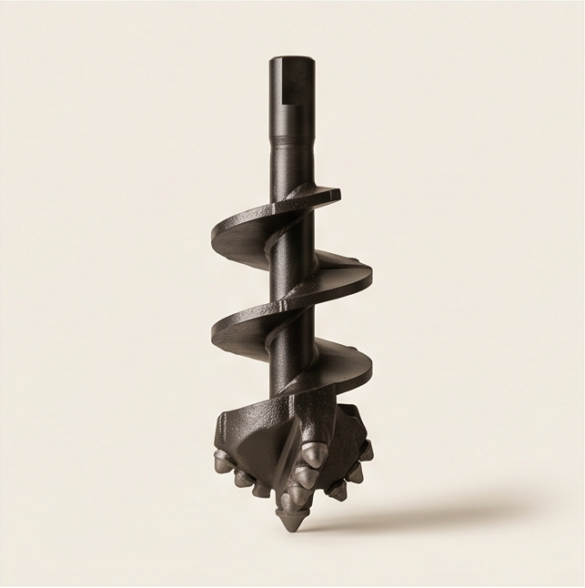 Rock auger with carbide teeth